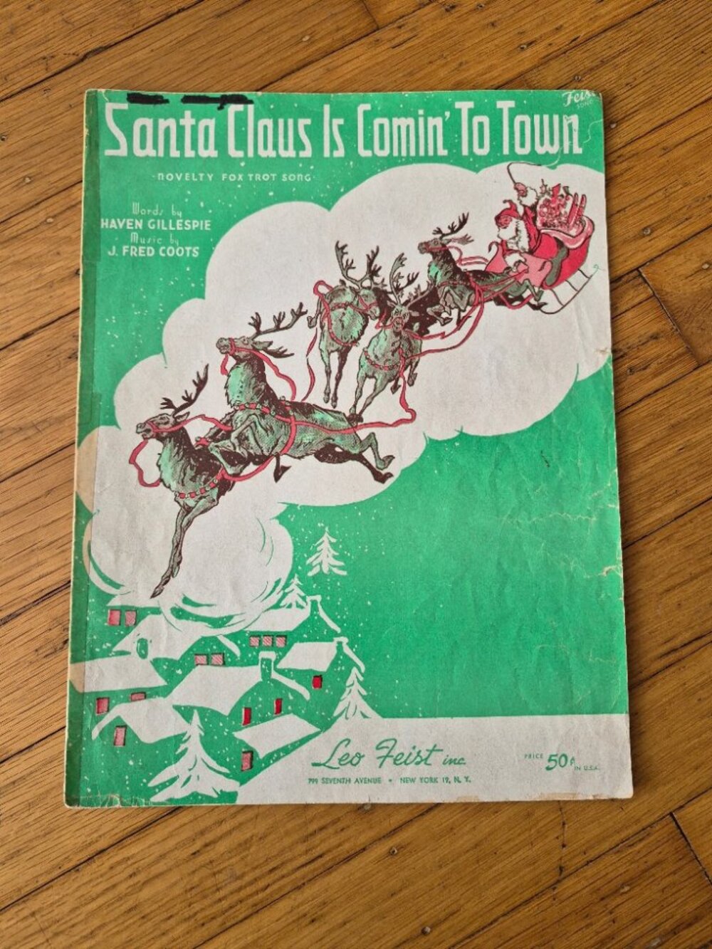 Vintage Sheet Music  "Santa Claus Is Comin' To Town"